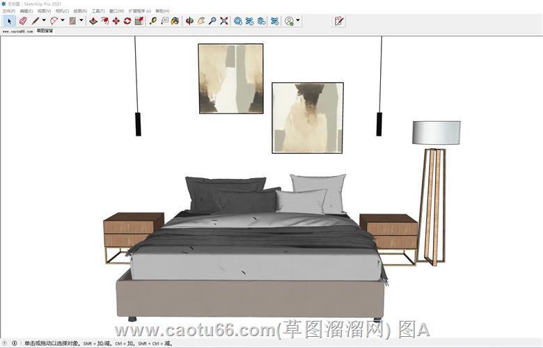 现代床铺SU模型