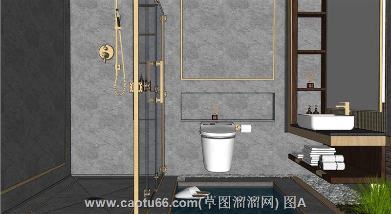 淋浴间浴室卫生间SU模型