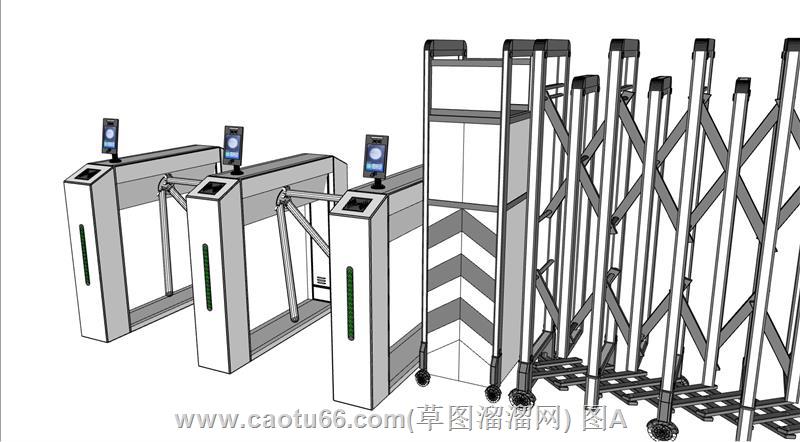 刷脸门禁道闸电动门SU模型
