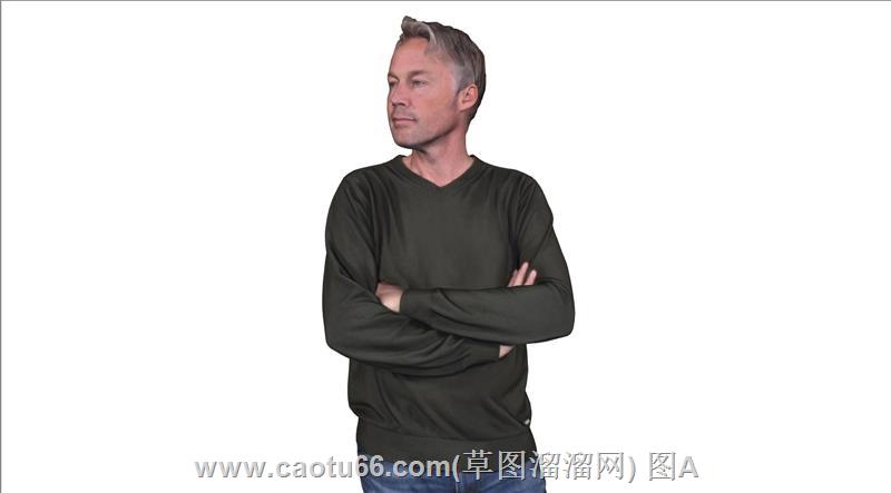 外国站姿叉手男人SU模型