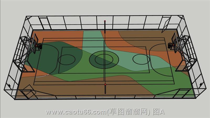 篮球羽毛球网球场SU模型