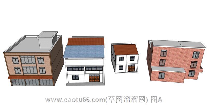 乡村配景楼民居住宅SU模型