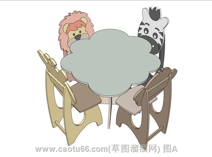 幼儿园的儿童桌椅SU模型