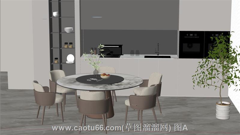 圆桌椅餐桌椅SU模型