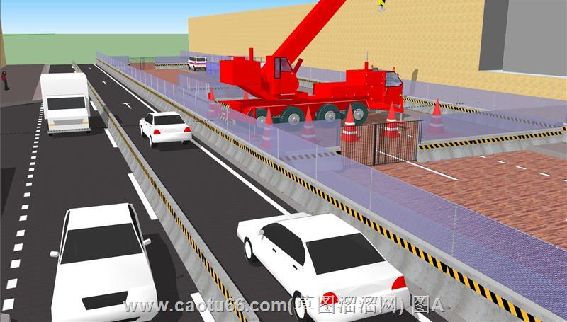 道路施工场景的SU模型
