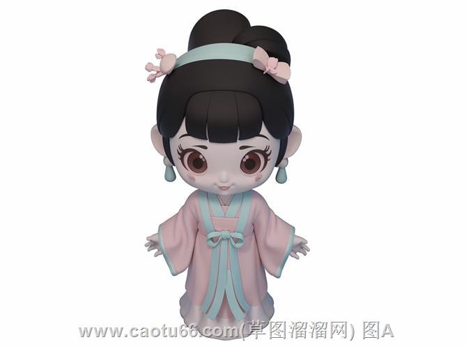 古代女子人物手办SU模型