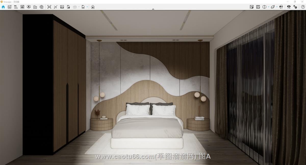 卧室床铺背景墙SU模型