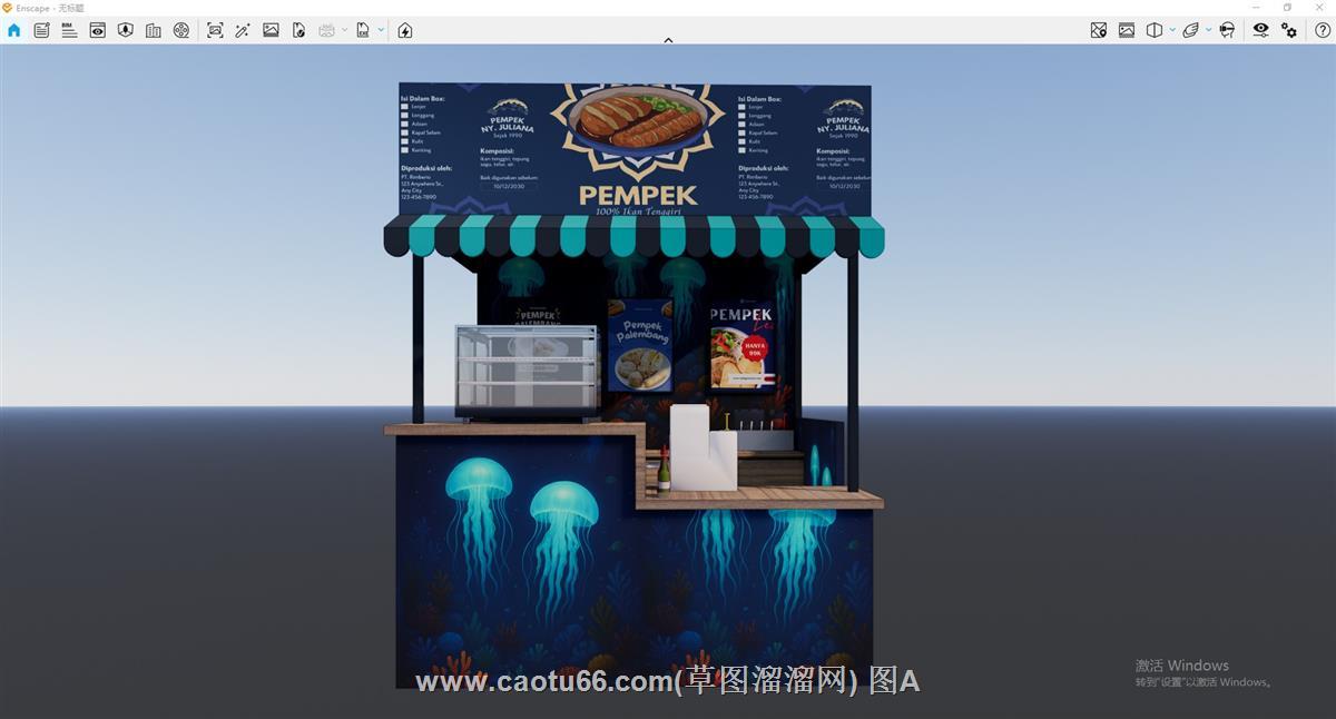 摊位贩售亭SU模型