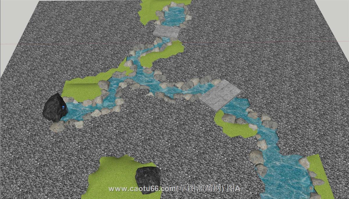庭院景观山石小溪SU模型