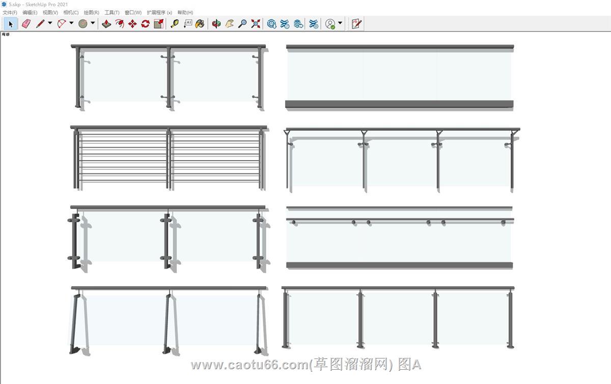 玻璃扶手栏杆SU模型