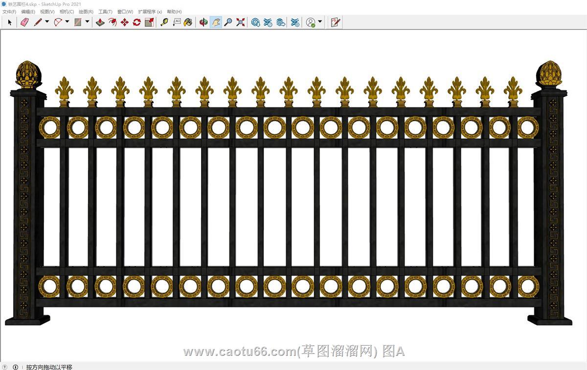 尖顶花纹铁艺栏杆SU模型