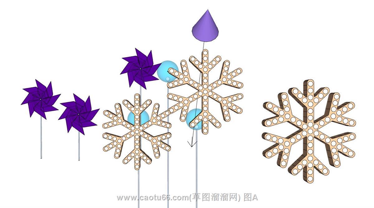 雪花纸风车装饰SU模型