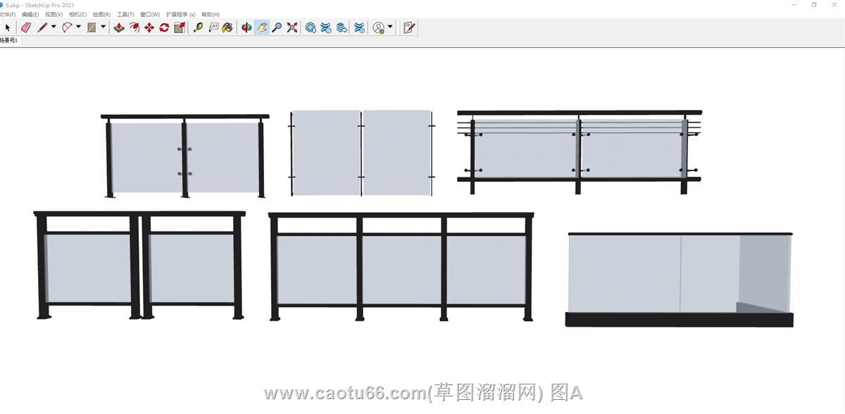 玻璃栏杆SU模型