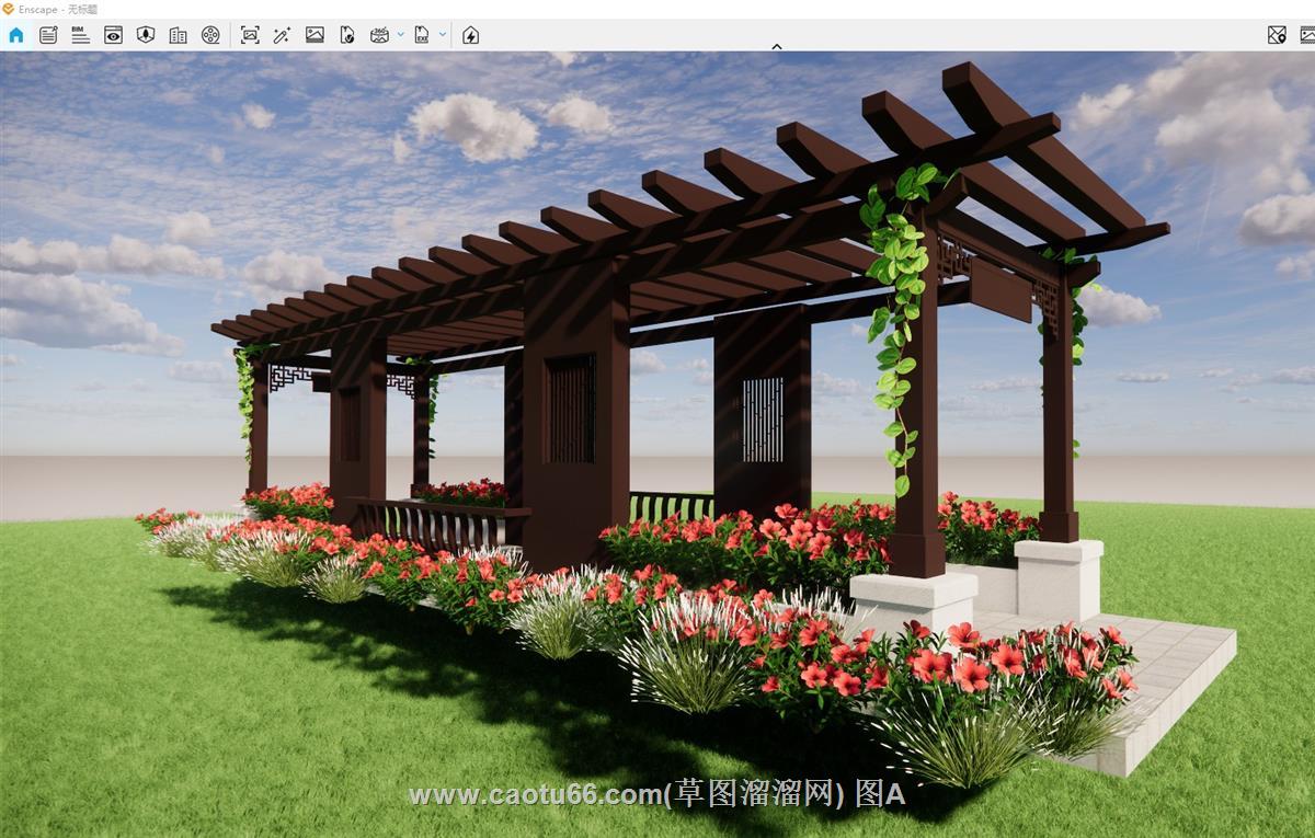 中式廊亭廊架SU模型