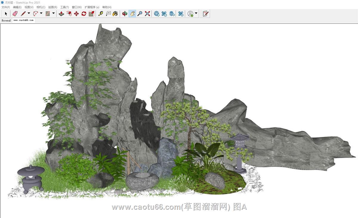 庭院假山景观SU模型