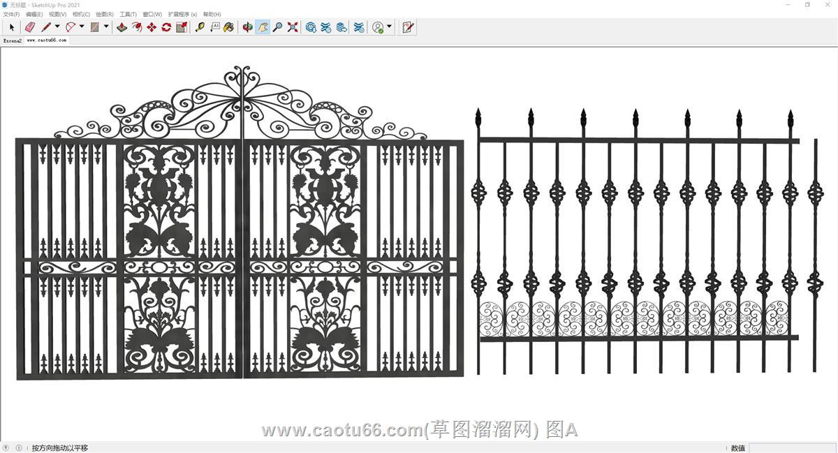 铁艺大门雕花顶尖构建SU模