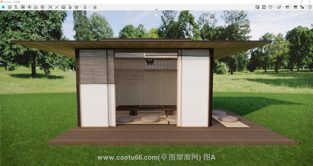 日式茶室茶亭SU模型