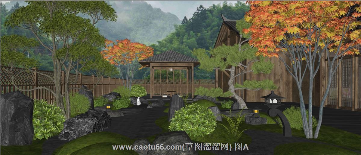 日式庭院亭子景观SU模型