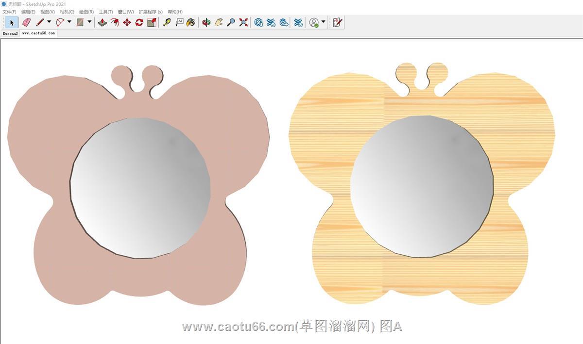 蝴蝶装饰镜子SU模型