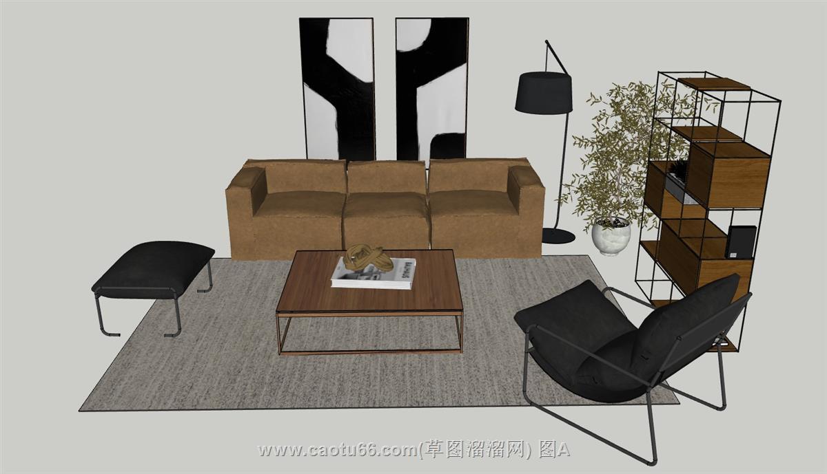 沙发茶几组合SU模型