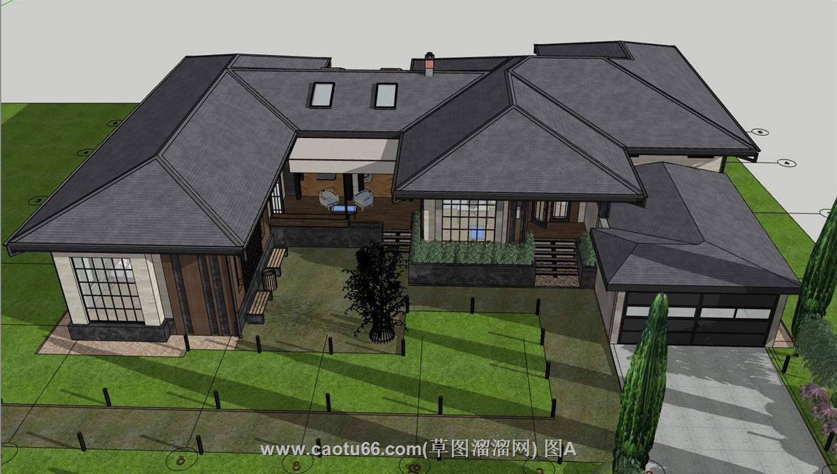 庭院景观住宅建筑SU模型