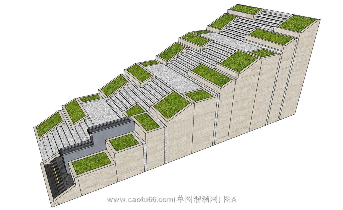 高差景观台阶SU模型