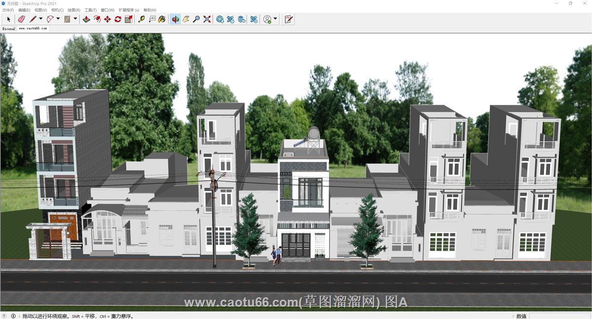 斐济沿街住宅民居SU模型
