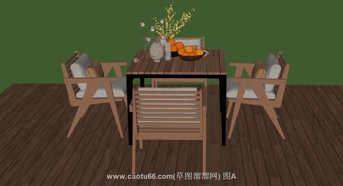 户外餐桌椅SU模型