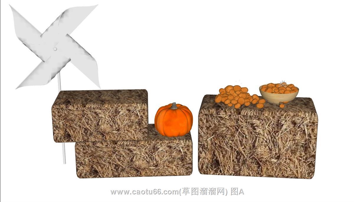 南瓜谷堆风车SU模型