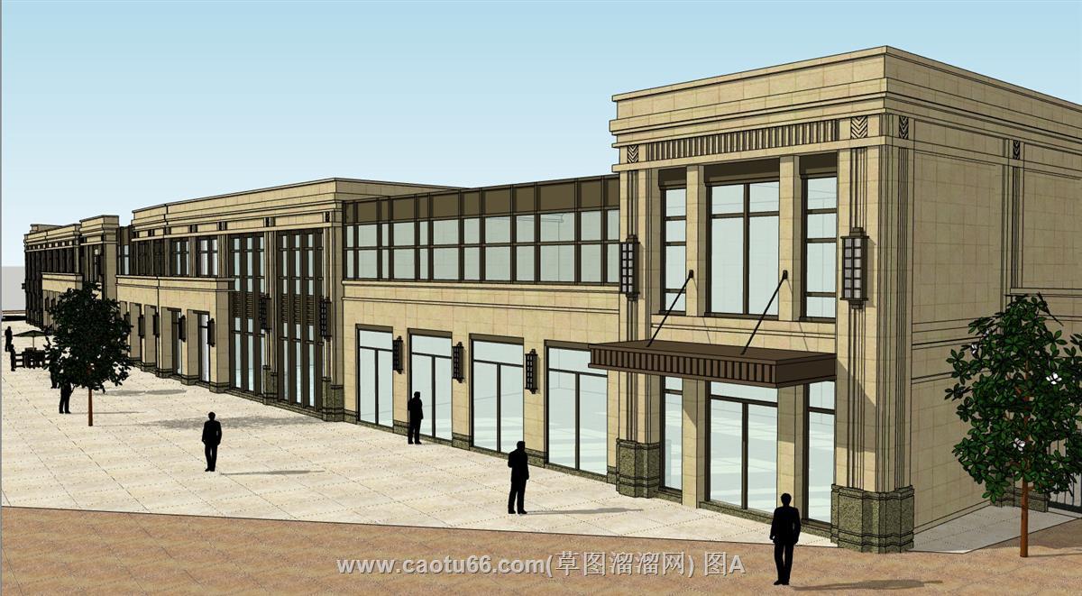 新古典商业街沿街建筑SU模型
