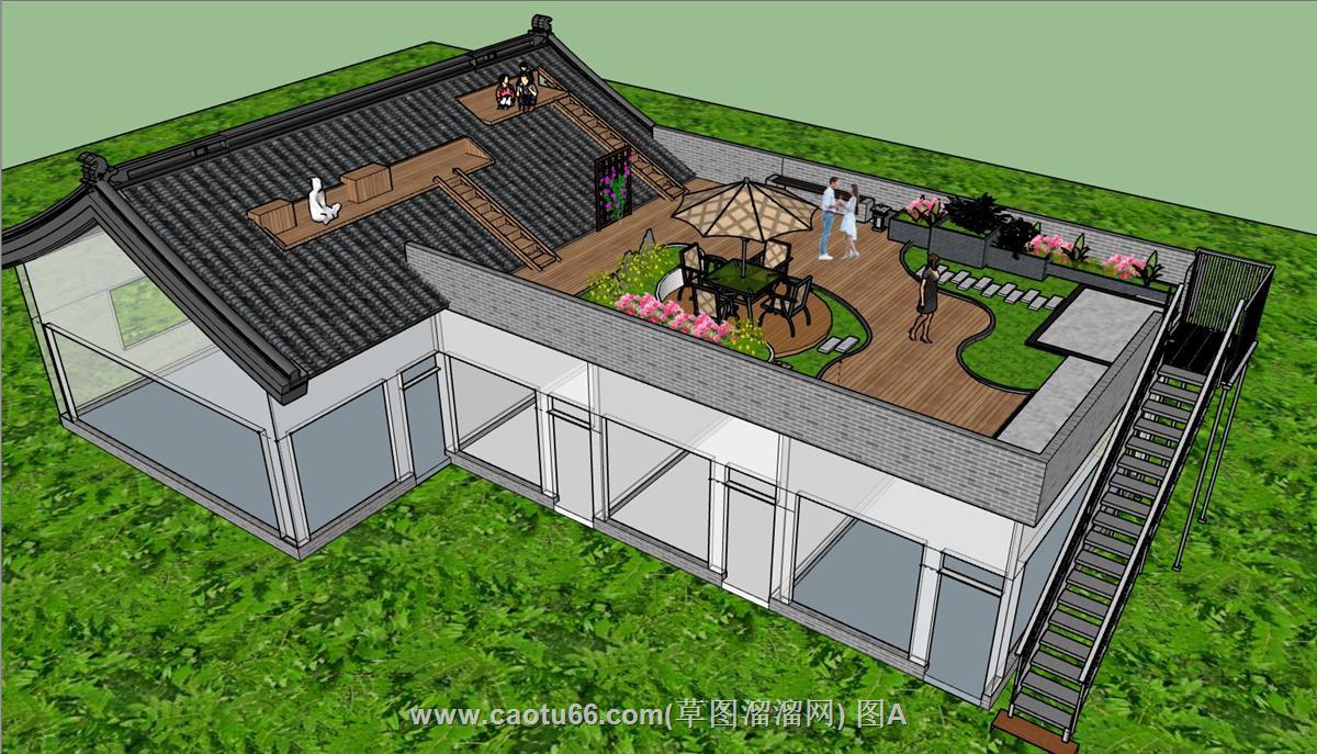 屋顶花园景观SU模型