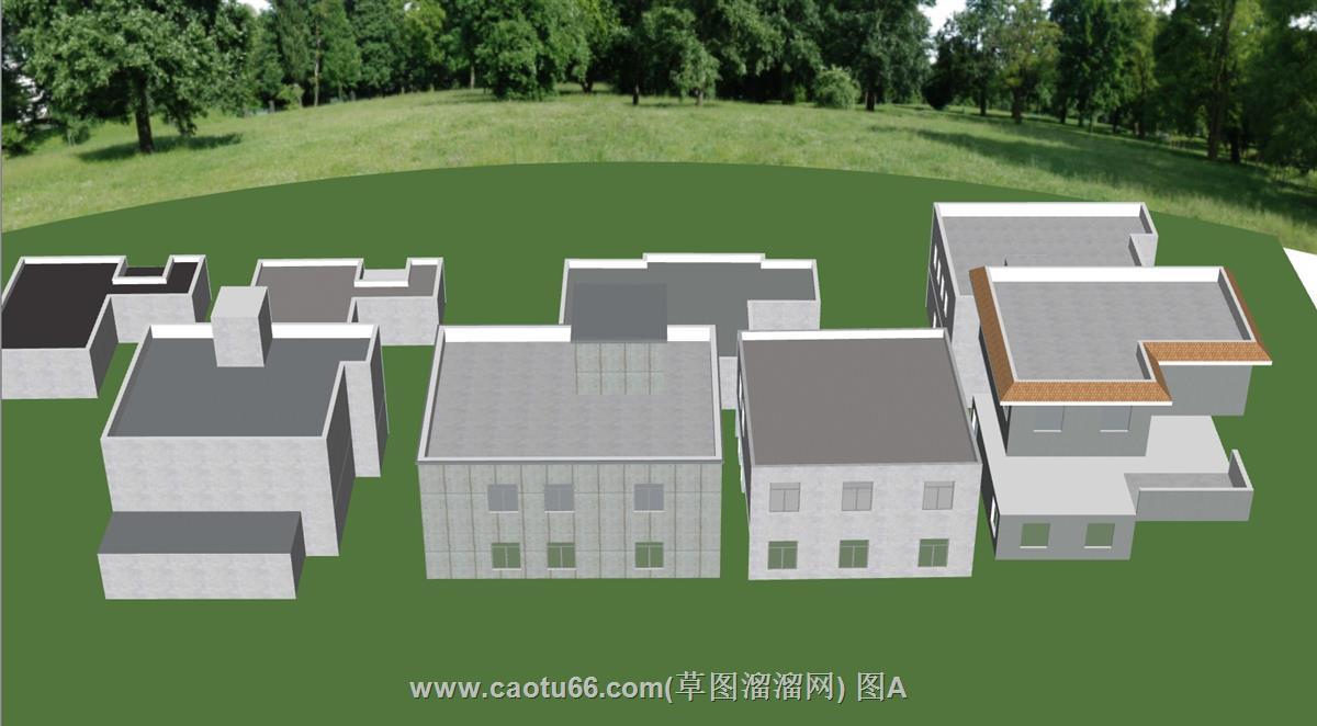 乡镇配景楼建筑SU模型