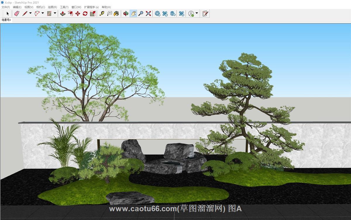 中式景观石头SU模型