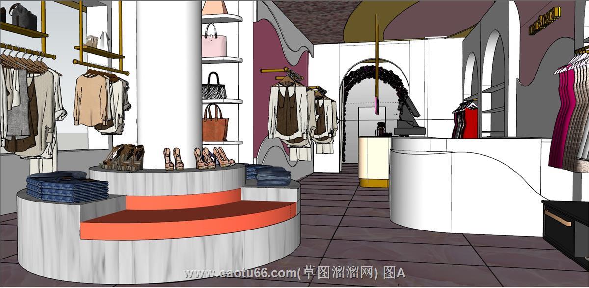 服装店假人展架SU模型