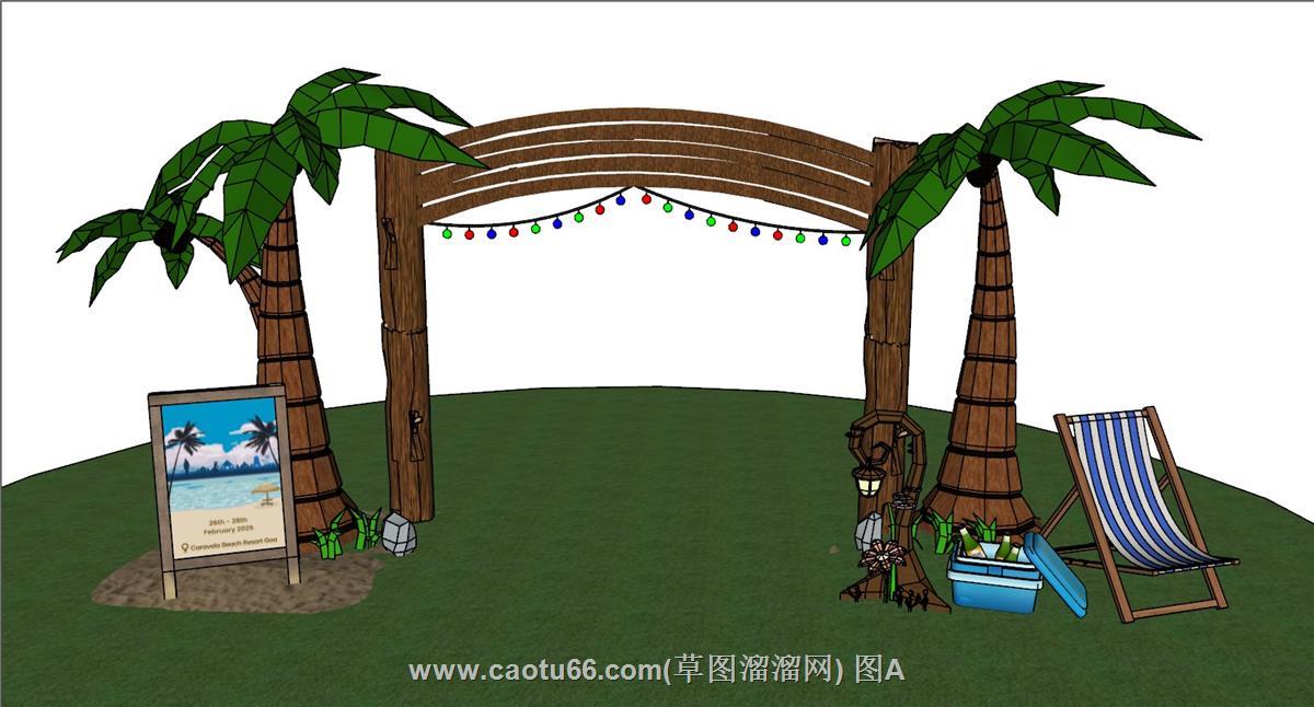 棕榈树拱门入口氛围SU模型
