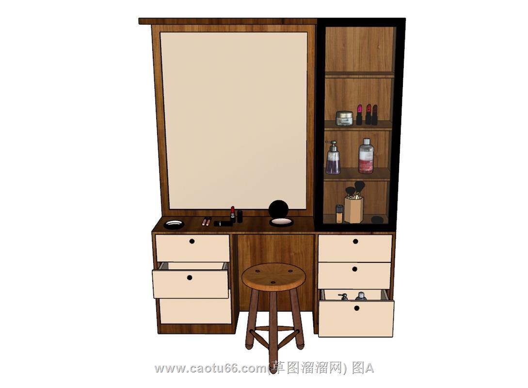 梳妆台化妆桌化妆品SU模型