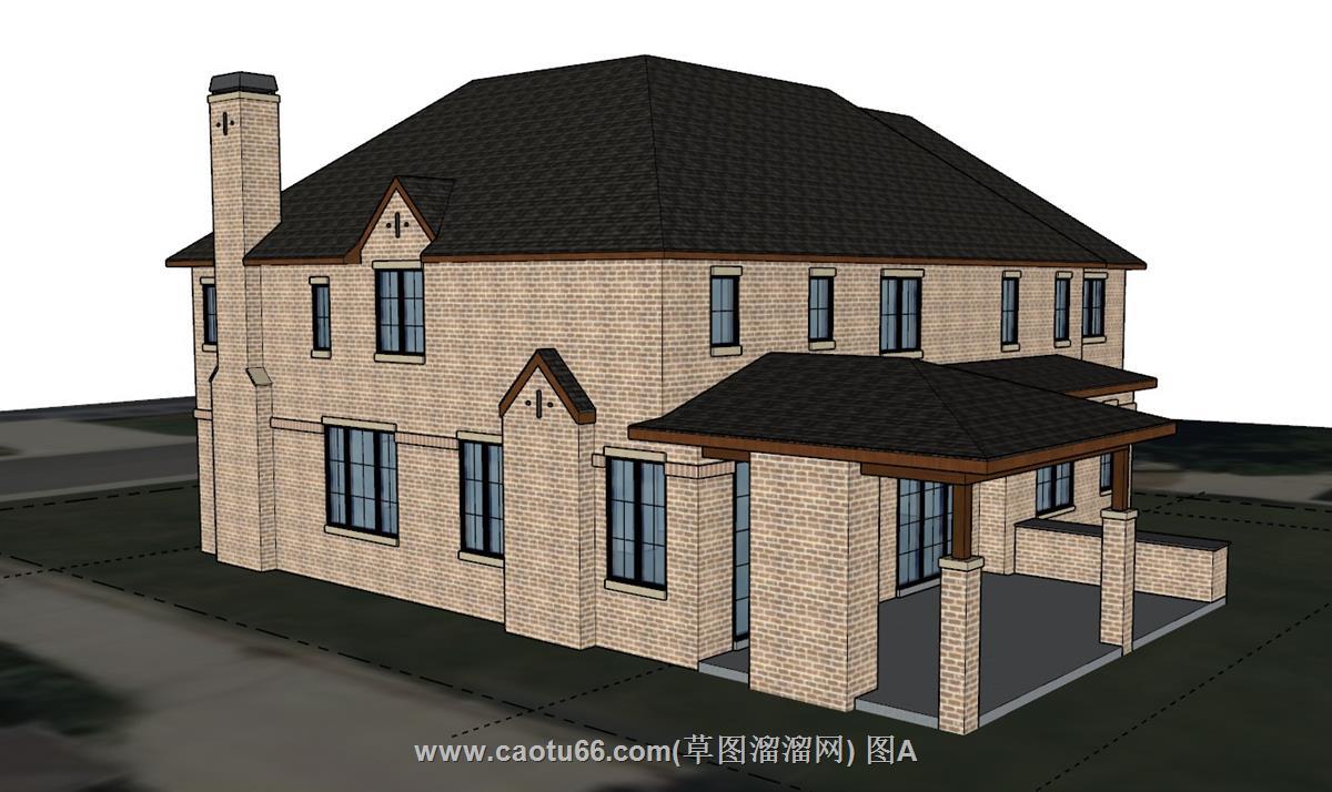 简约两层建筑住宅SU模型