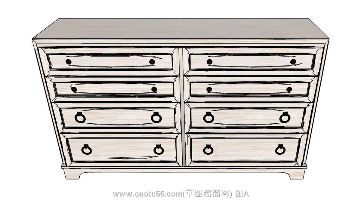 多抽屉收纳柜斗柜SU模型