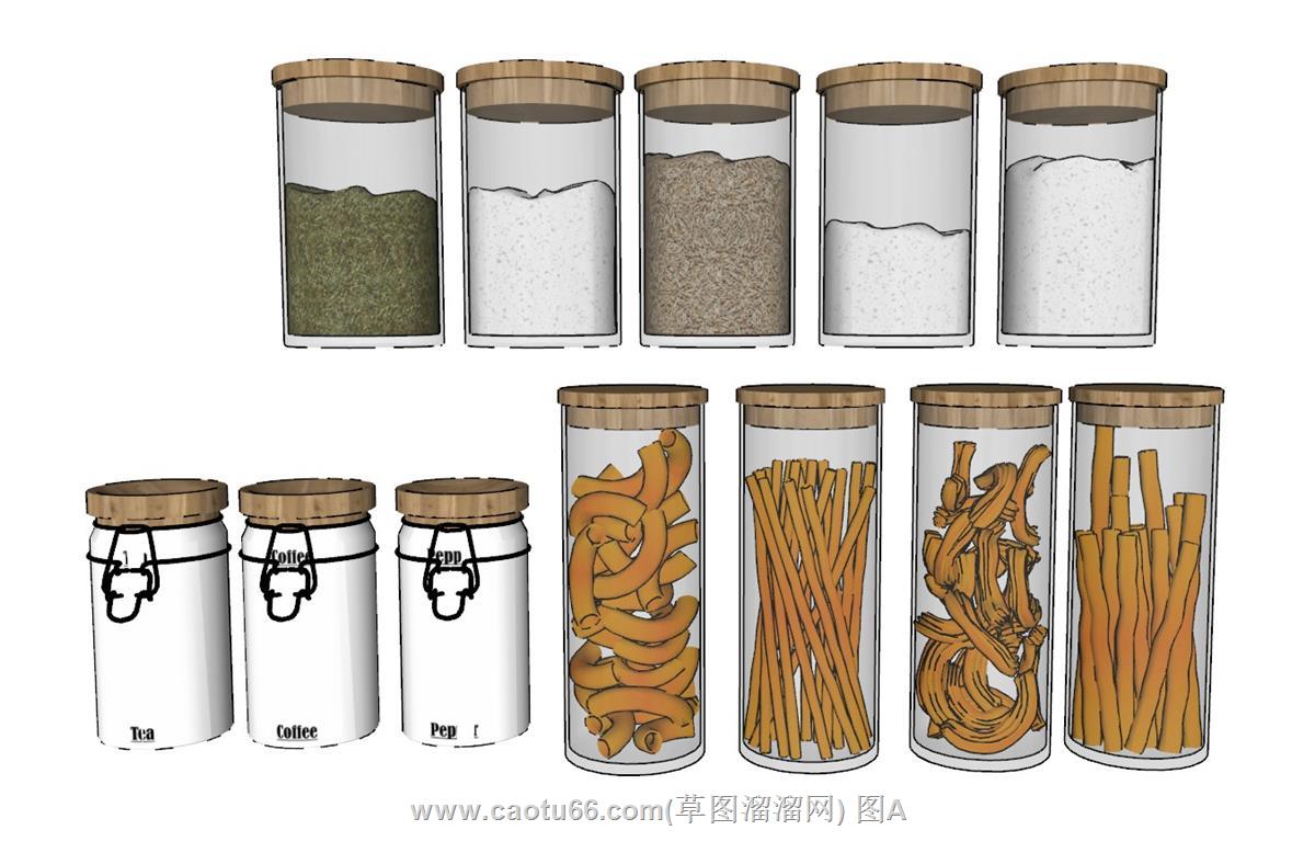 厨房干货调料瓶SU模型