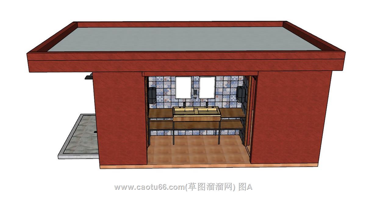 公共厕所洗手区SU模型