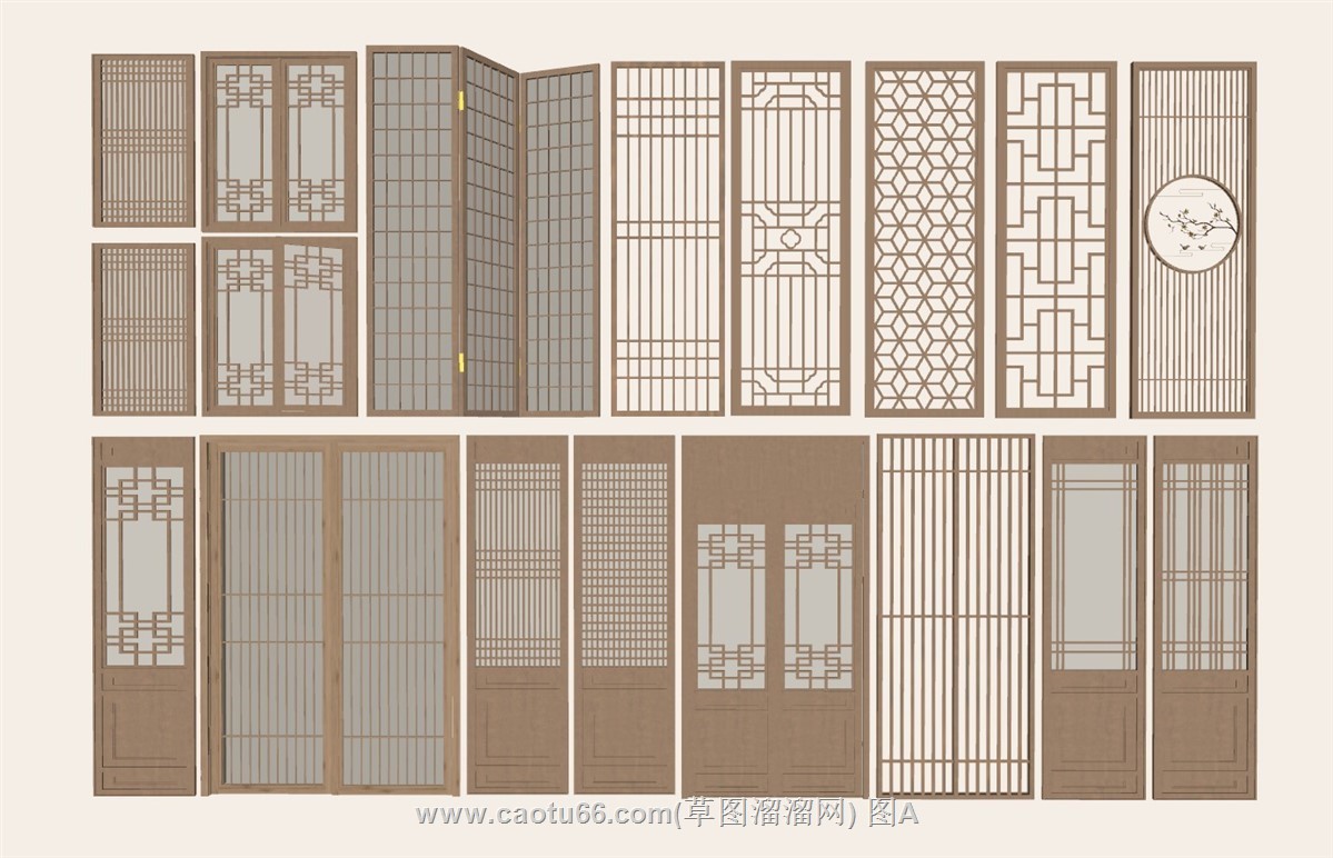 中式古建花窗花SU模型