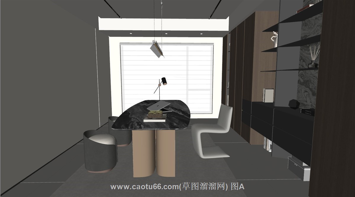 书房书桌SU模型