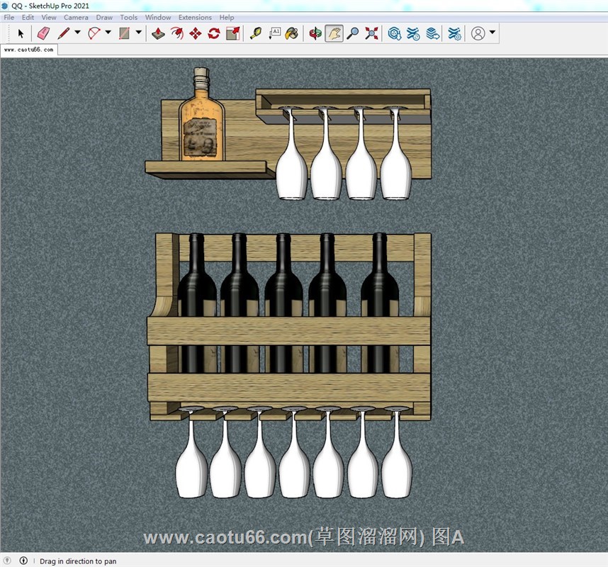 红酒高脚杯酒架SU模型