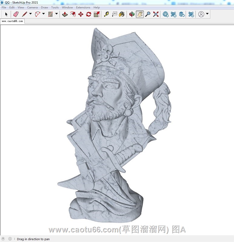 海盗船长半身雕塑SU模型