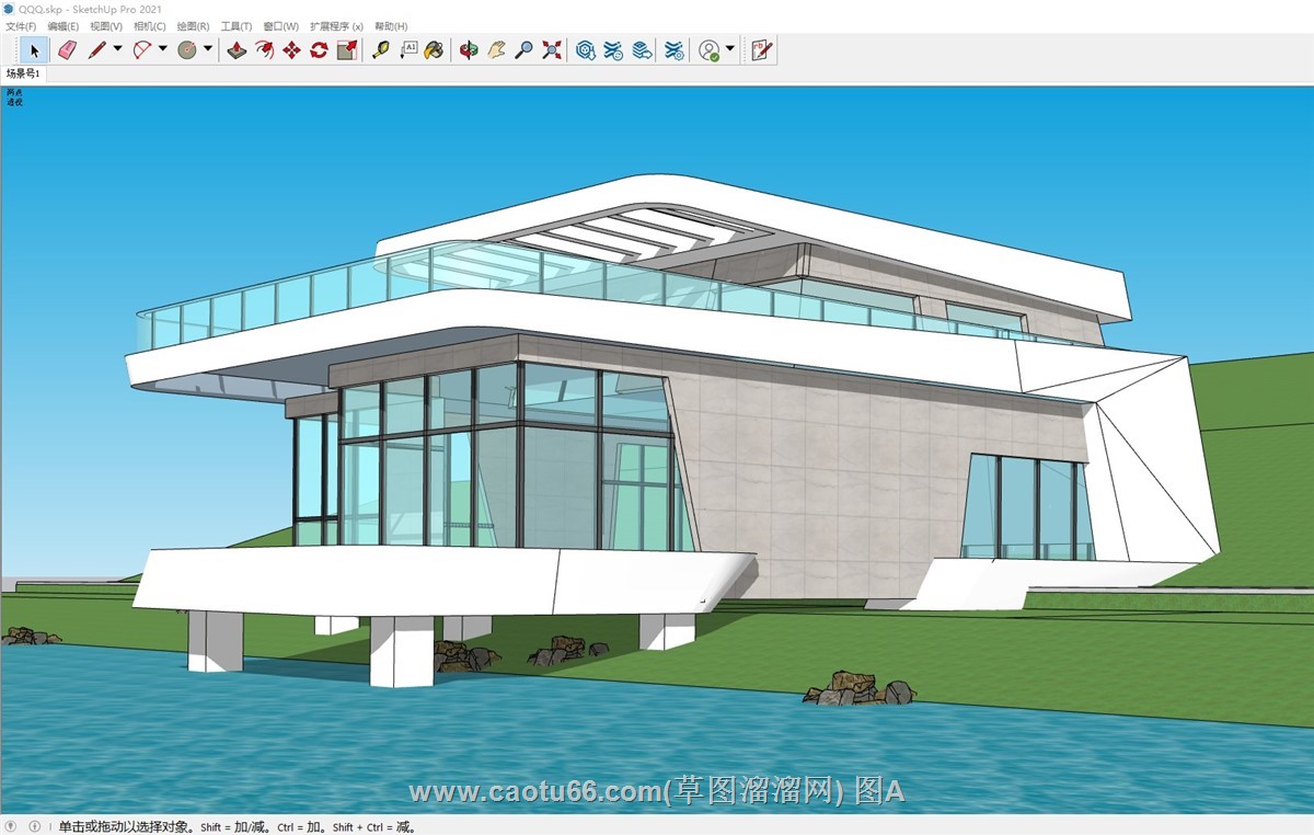 滨水别墅民宿建筑的SU模型