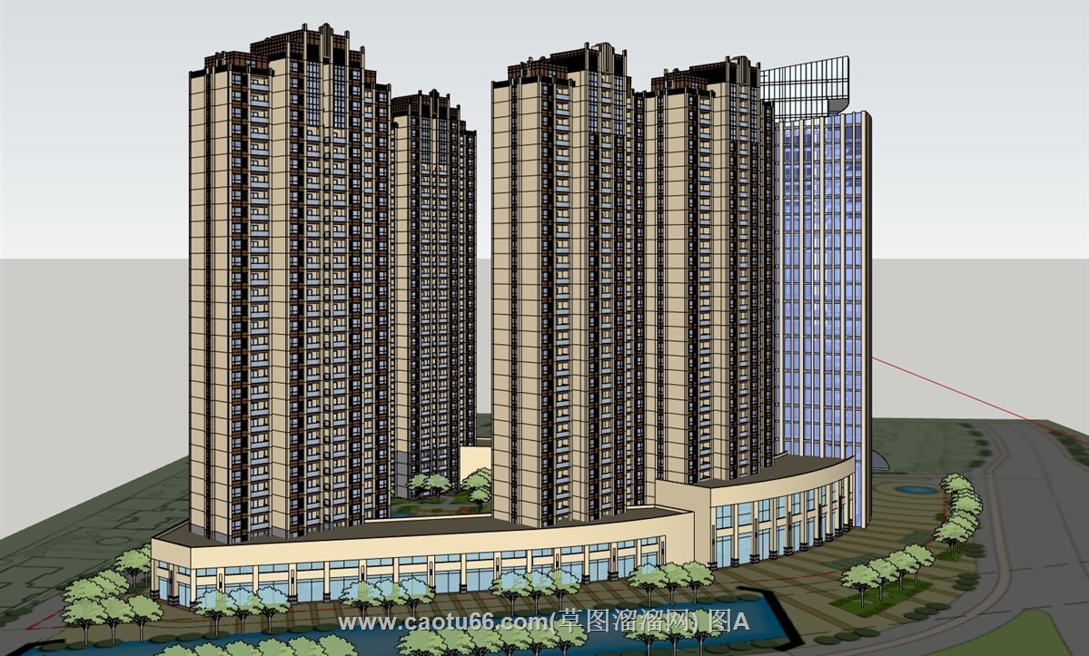 新古典住宅高层建筑的SU模型