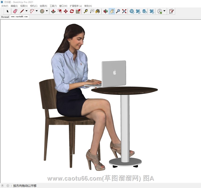 坐姿办公商务女人的SU模型