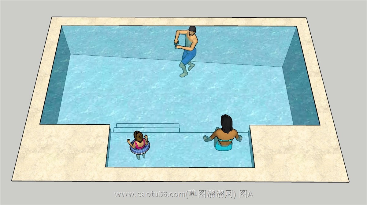 游泳池带人物SU模型