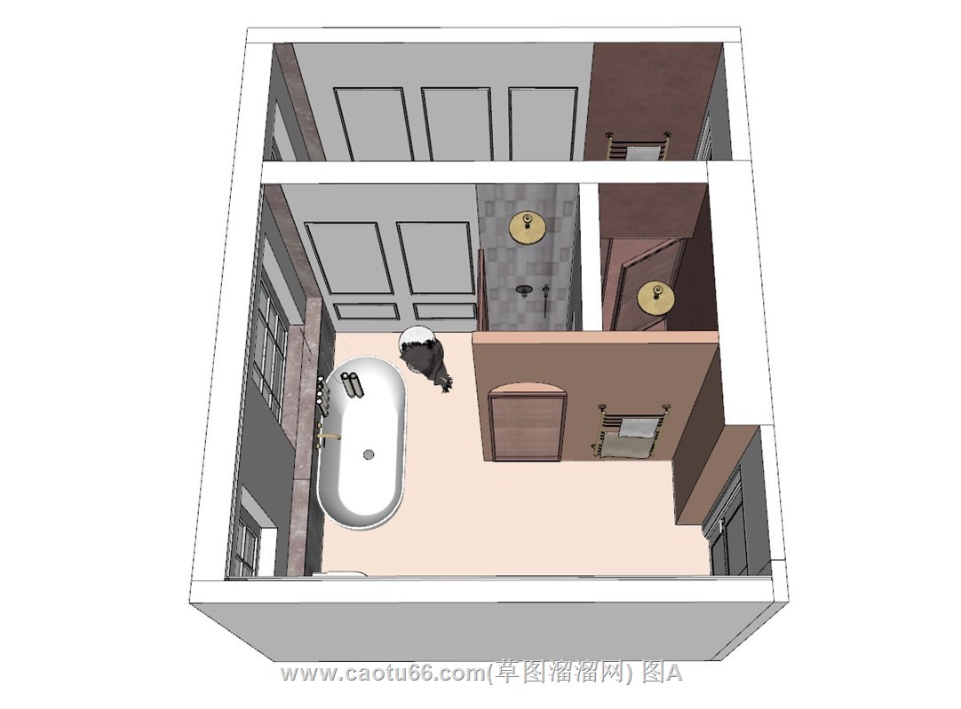 简欧浴室的SU模型