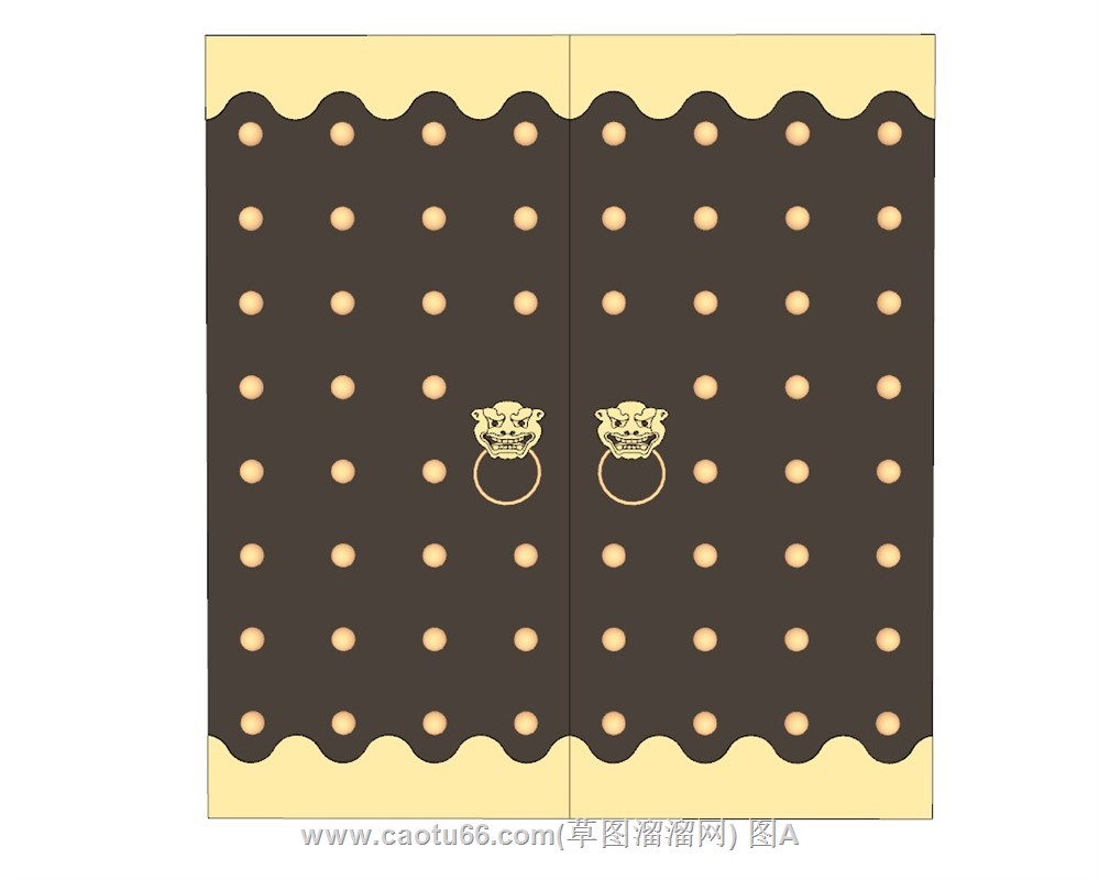 中式仿古大门门扣环SU模型
